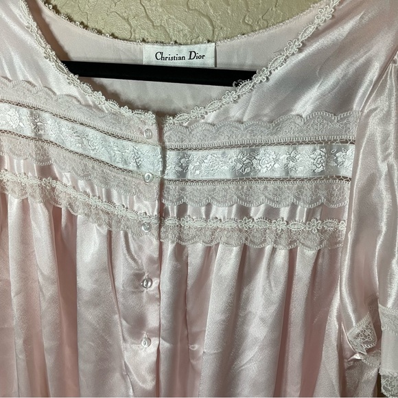 Vintage Christian Dior Light Pink Silk Lace Ruffles Size Medium - Picture 3 of 9